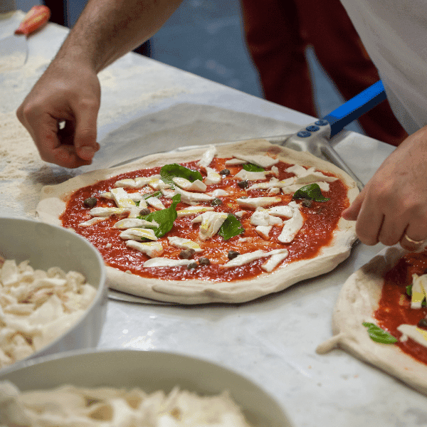Delicious cheese pull pizza