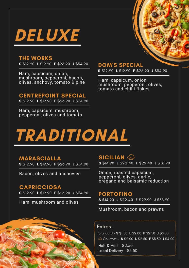 Centrepoint menu page 4